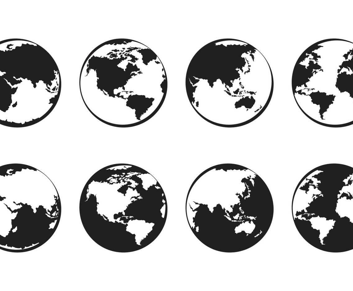 Globe Icon Outline with diverse or Negative Style Color Black and White