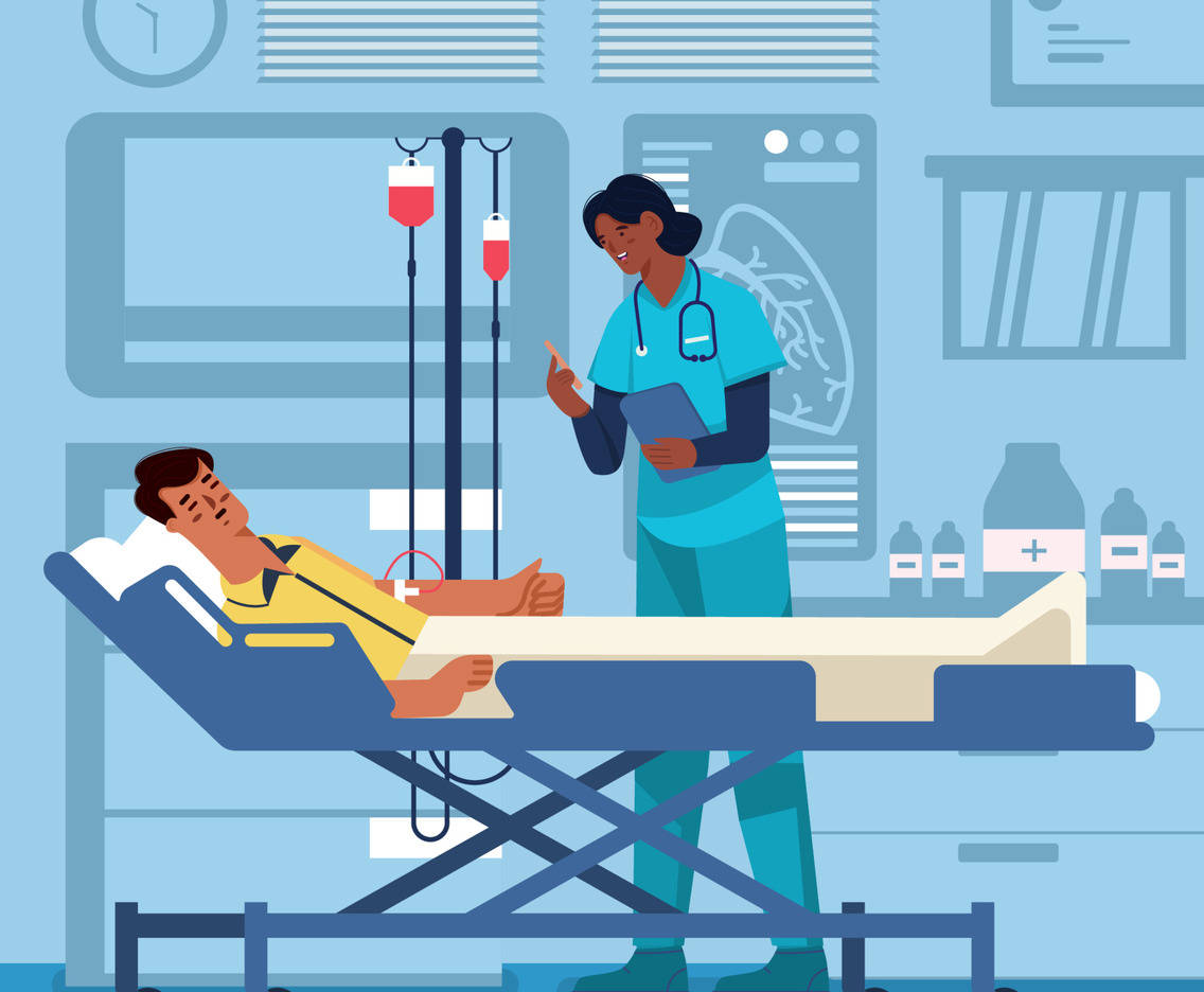 Nurse Examine Sleeping Patient At Room Concept