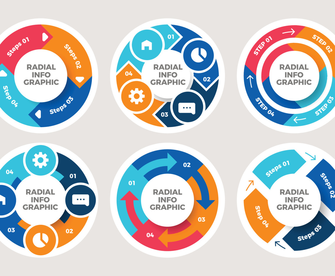Flat Infographic Circle Diagram Collection