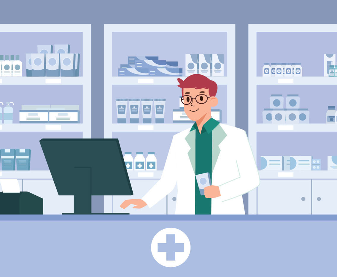 Male Pharmacist Guarding The Pharmacy