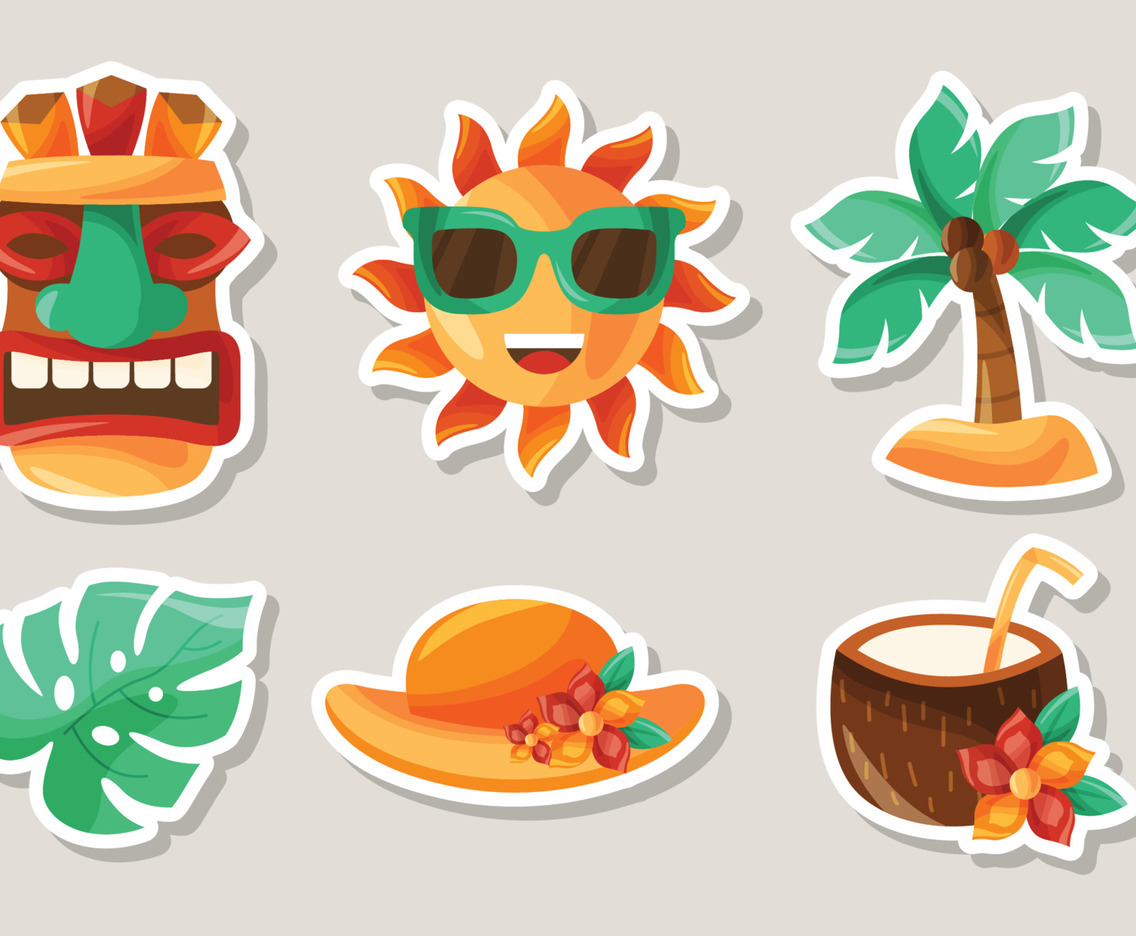 Hawaii Cute Doodle Element Sticker Collection