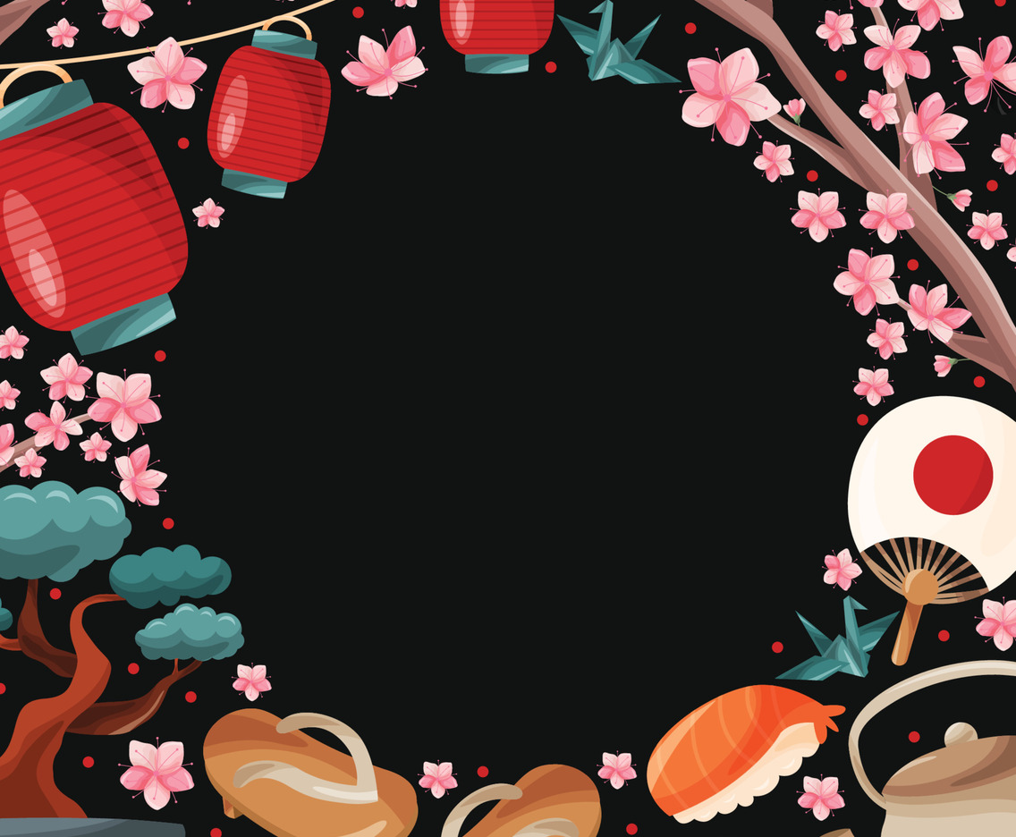 Japanese Style Doodle Element Background