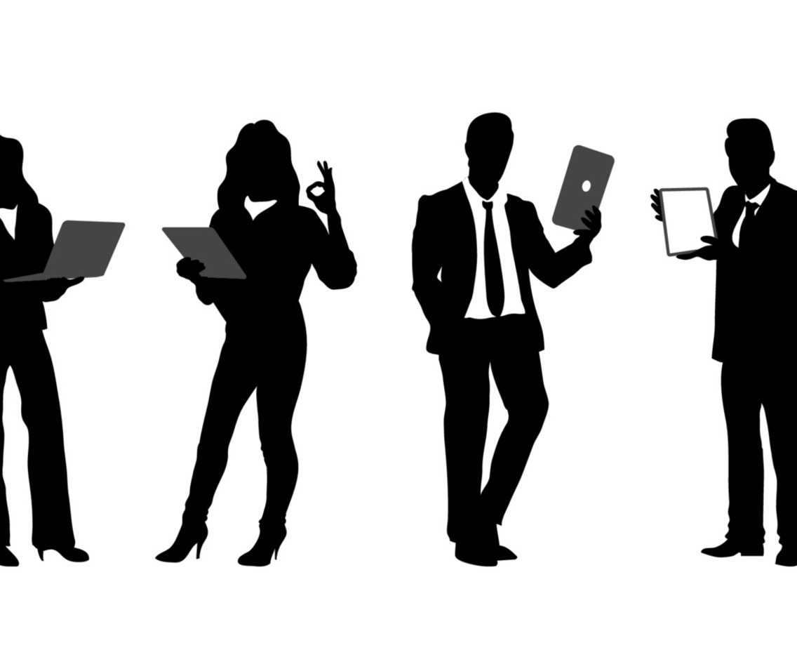 Business People Silhouettes Holding Items Character Collection