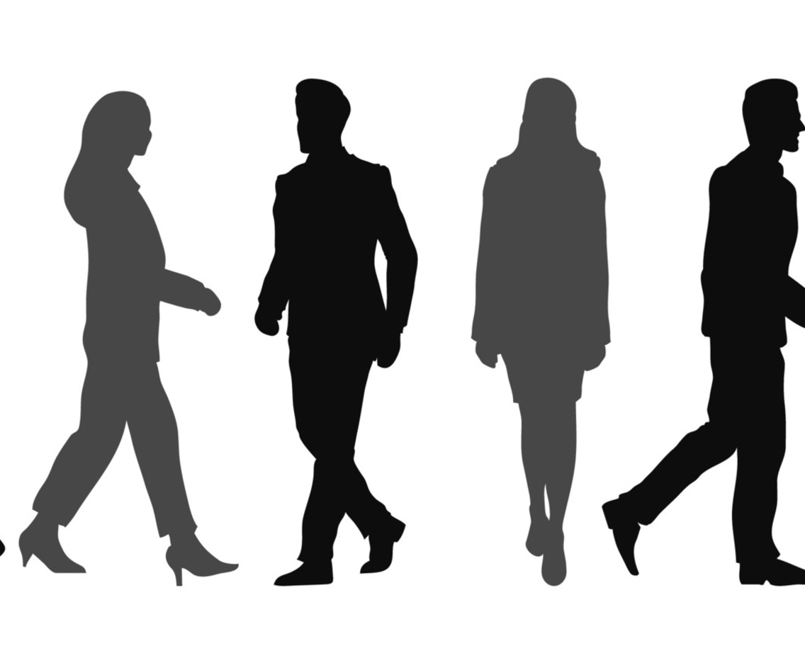 Business People Silhouettes Walks Character Collection