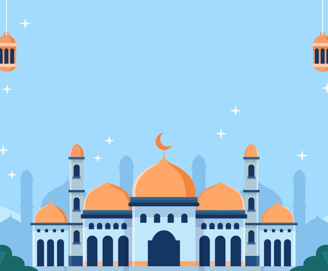 Ramadan Month with Mosque and Lantern Background