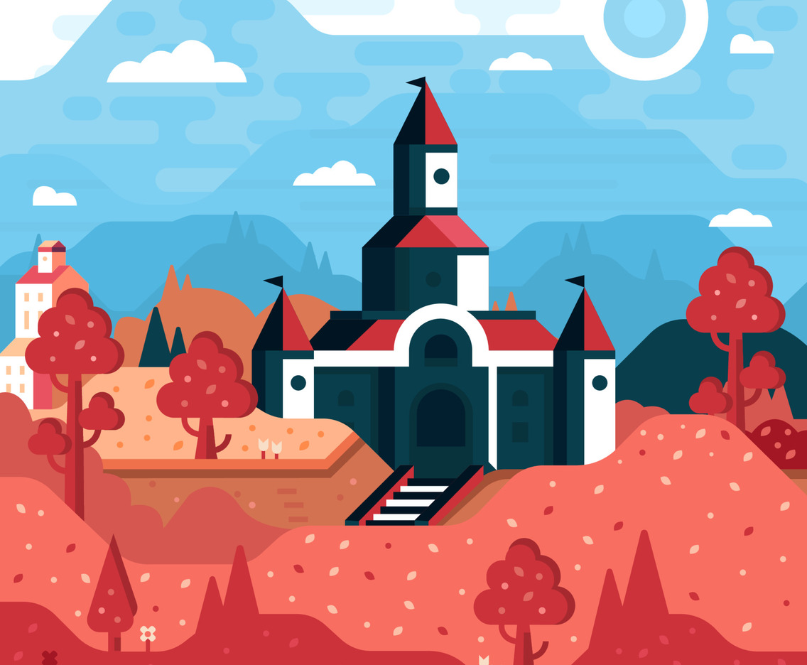 Beautiful Castle Among The Forest Concept