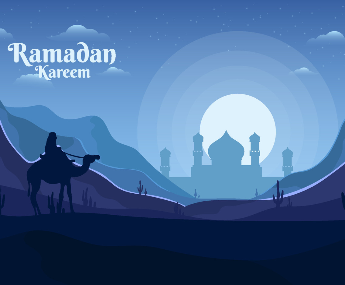Ramadan Kareem Silhouette Background Concept