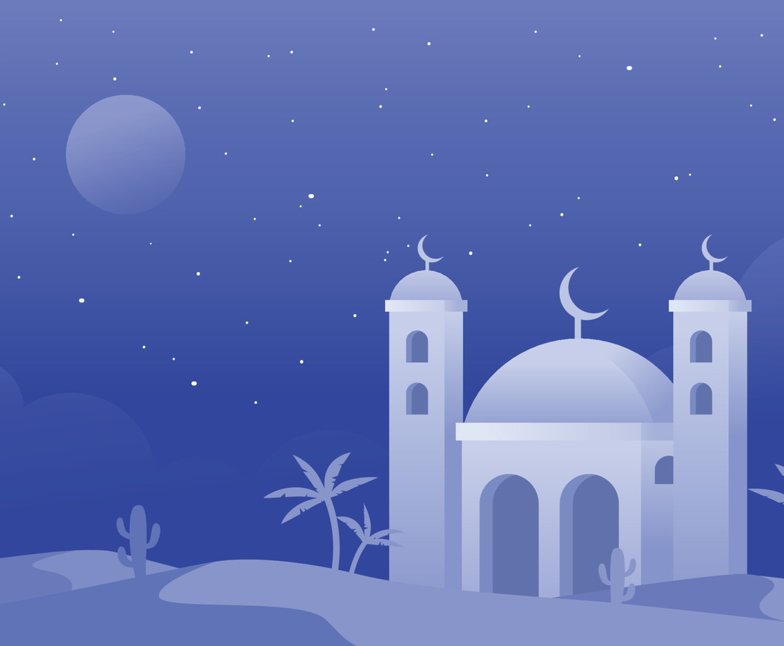 Desert and Mosque Landscape Background