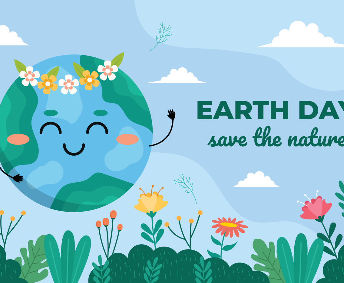 Happy Earth Day With Beautiful Flowers Decoration