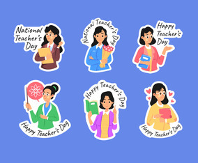 Happy Teachers Day Sticker Vector Art & Graphics | freevector.com