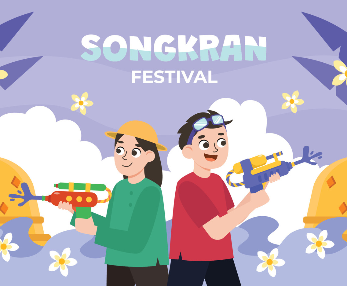 Playing Water Gun At Songkran Celebration