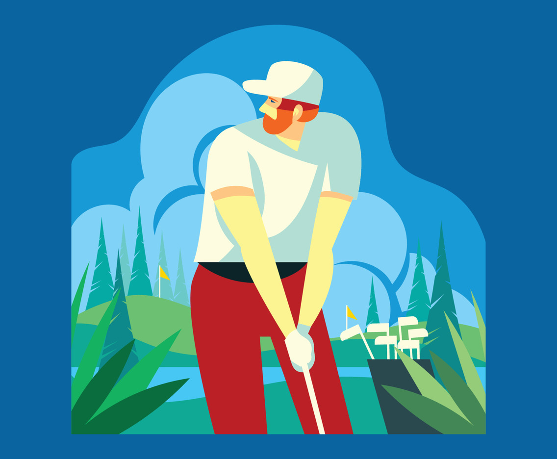 A Man Ready to Hit Golf Ball