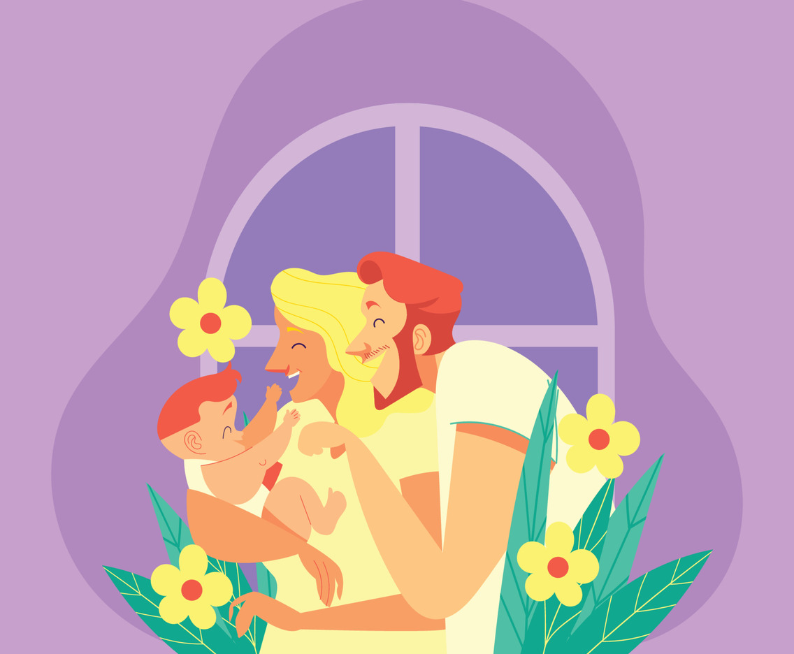 Happy Parents With Laughing Baby