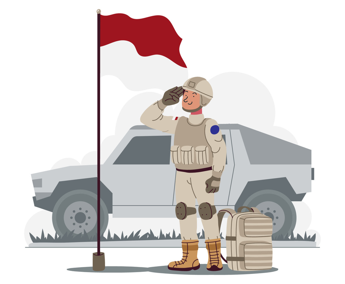 A Soldier Honored His Country Flag