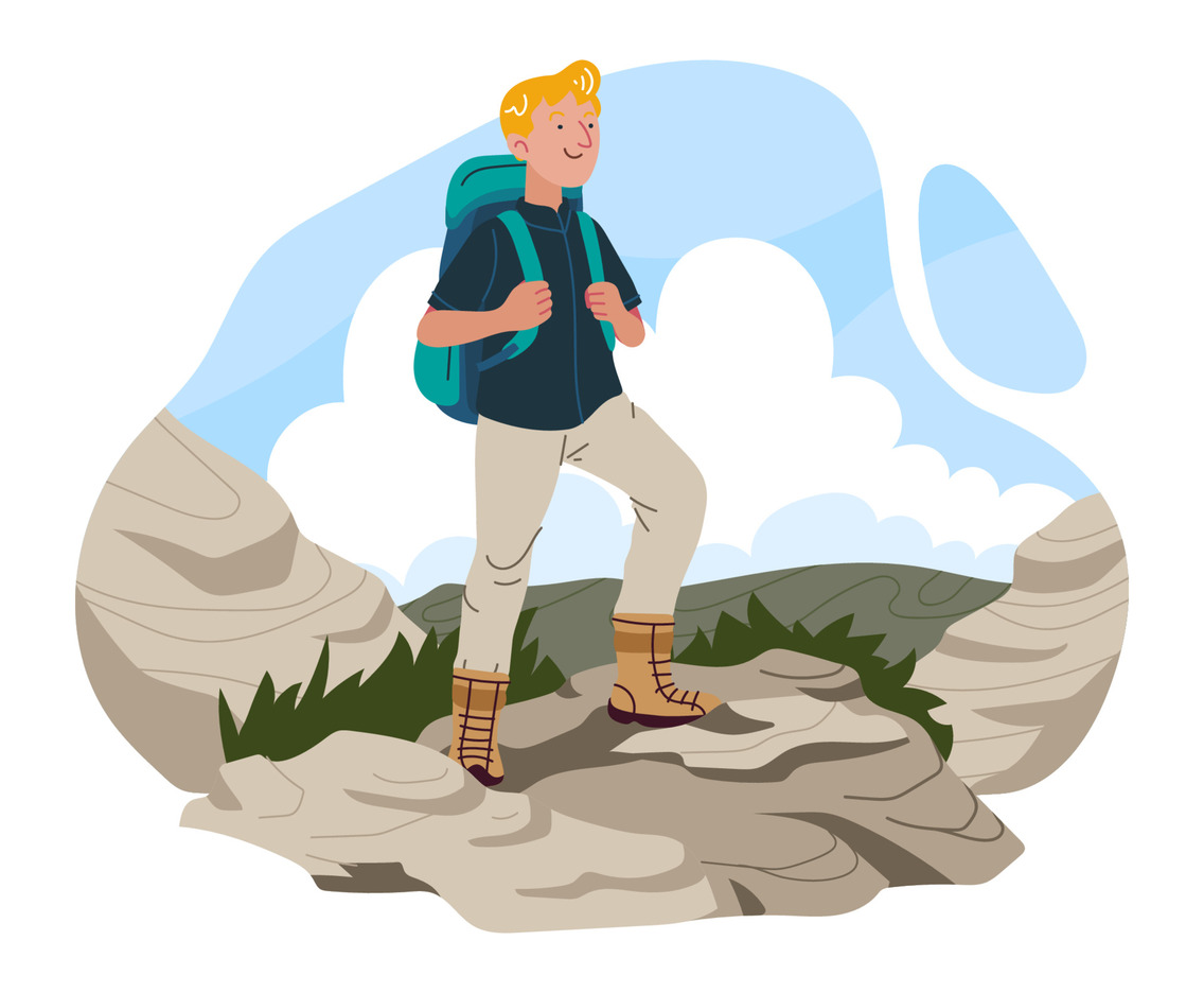 Mountain Hiker on Rock