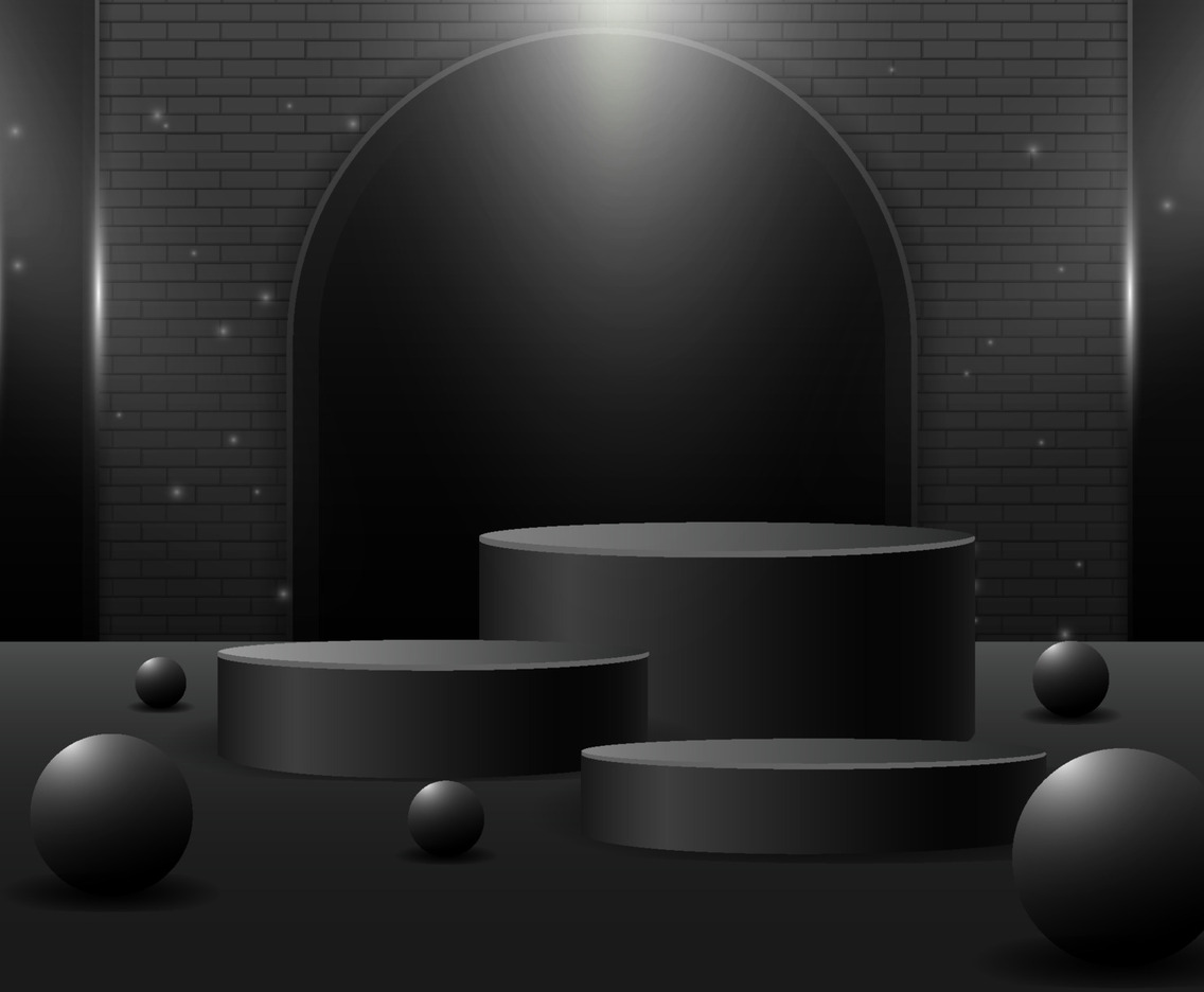 Realistic Black Podium with Light