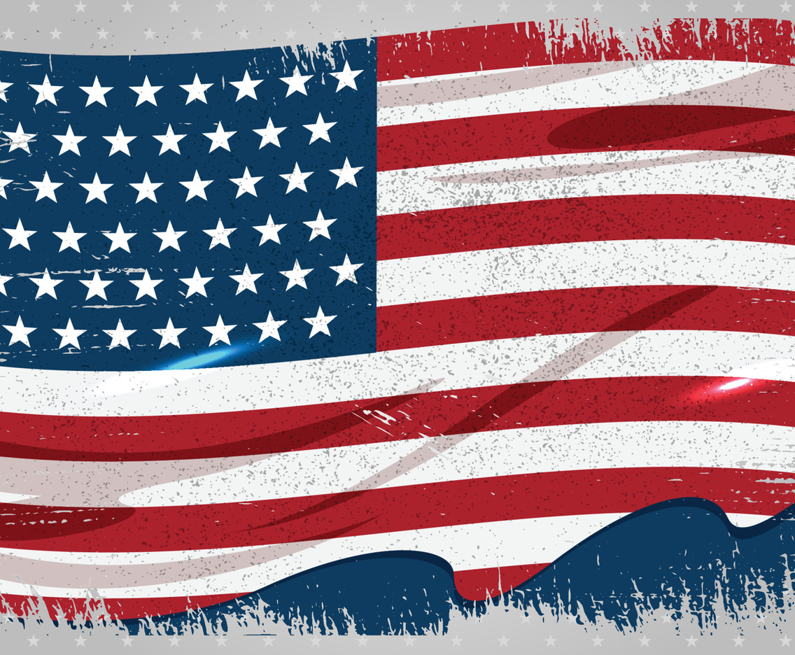 United States of America flag with rough grunge distressed texture