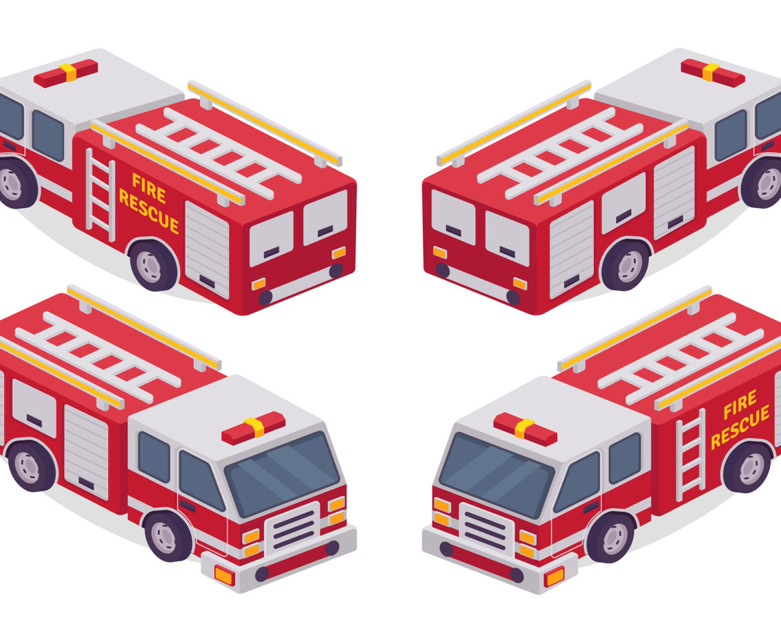 Isometric Style Of Fire Truck