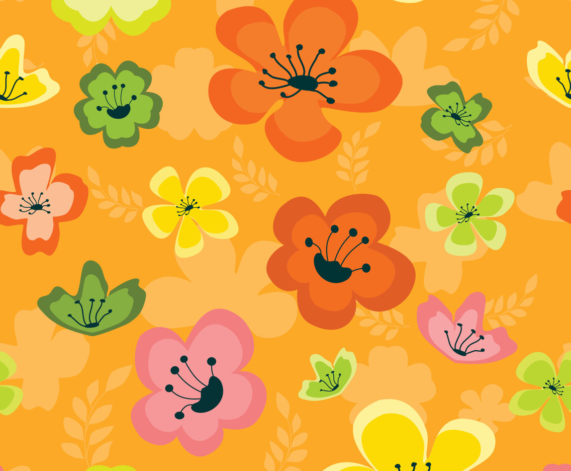 Warm Color Spring Cherry Blossom Seamless Pattern