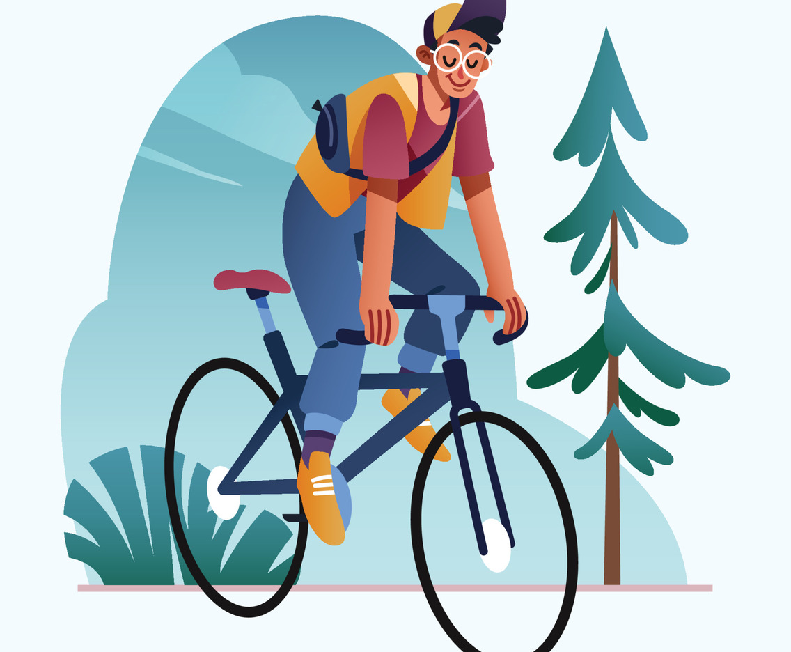 A Boy Is Pedaling His Bicycle