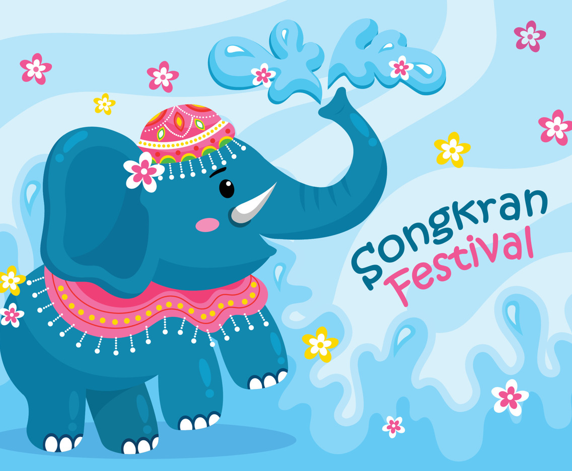 Songkran Festival Background with Elephant