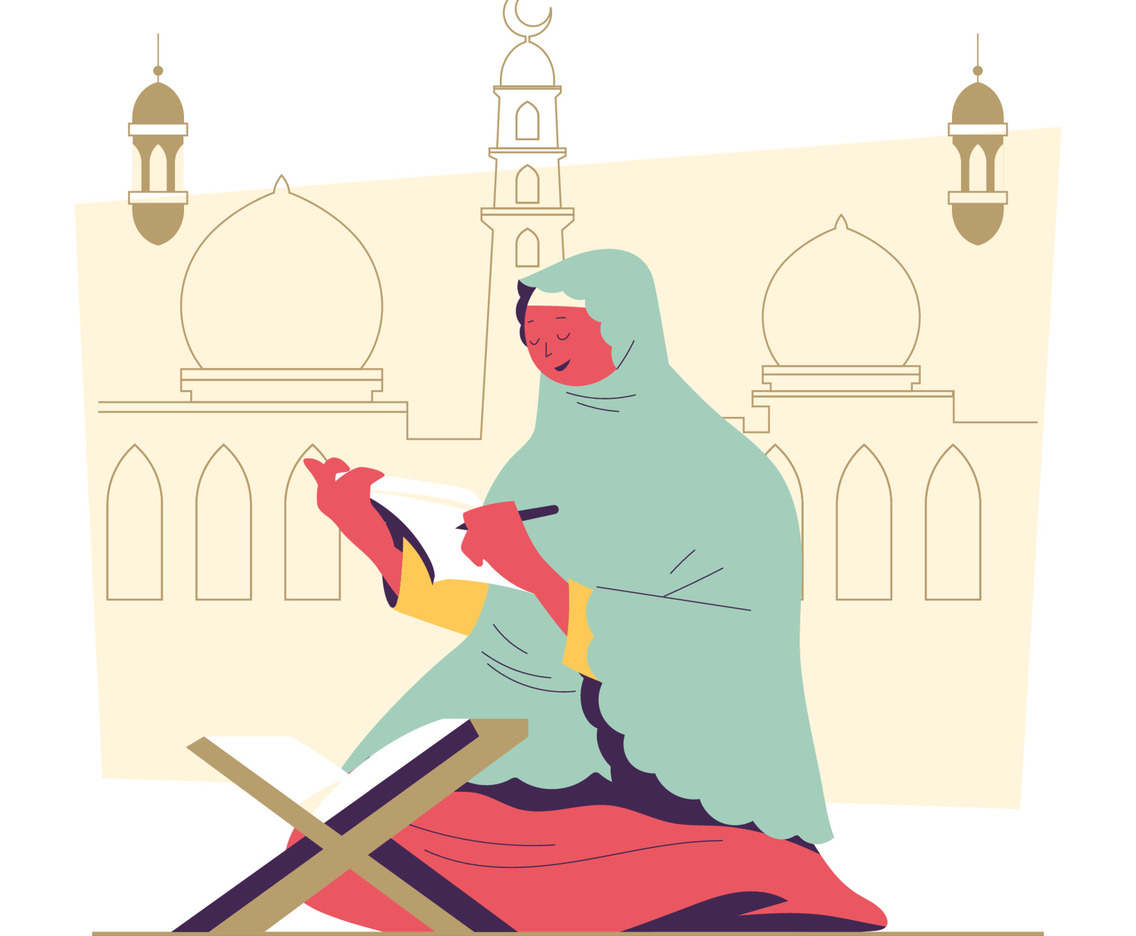 Woman Reading Quran Concept