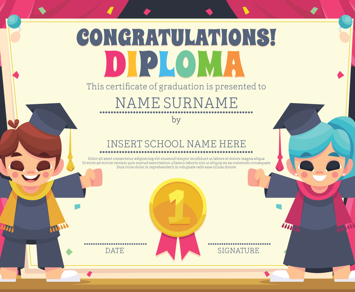 Graduation Certificate With A Couples Character