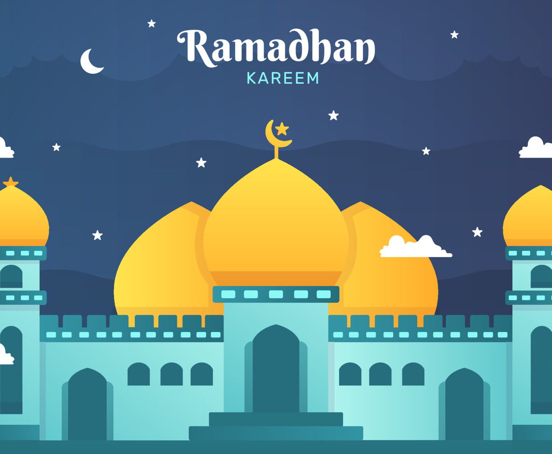 Ramadan Background With Mosque at Night