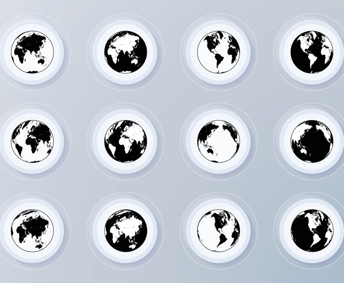 Black and White Globe Icons