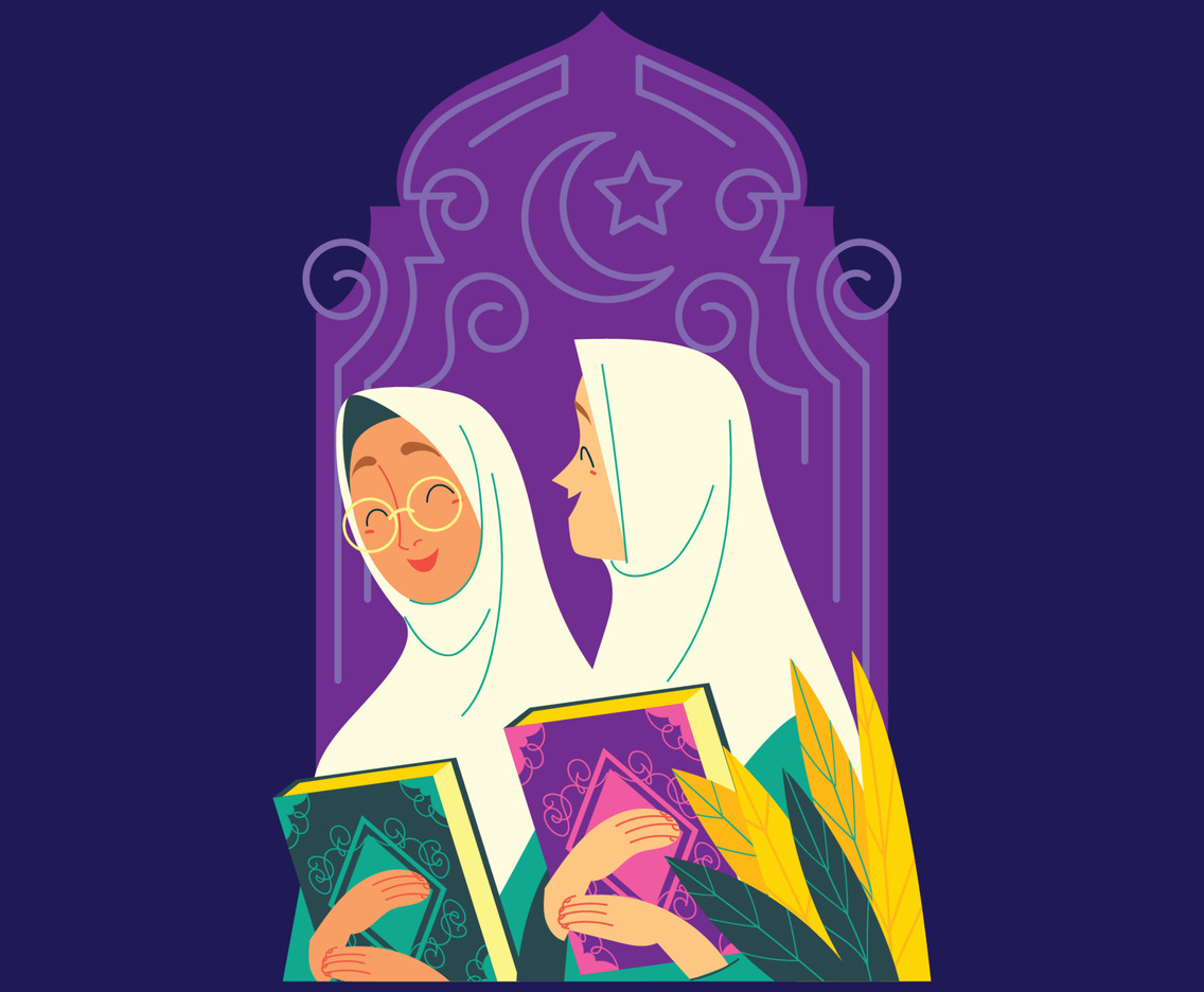 Two Santries Walking to Mosque to Read Quran