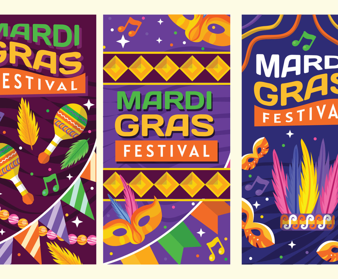 Mardi Gras Banner Template Set