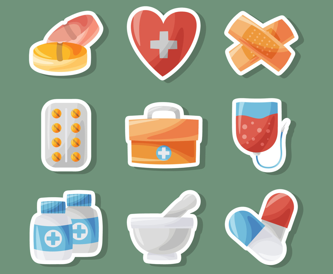 Medicine Healthcare Doodle Sticker Collection