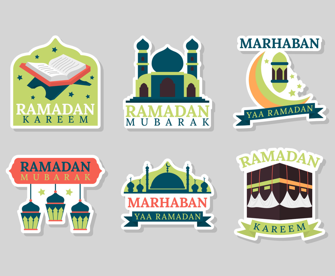 Flat Ramadan Month Sticker Set