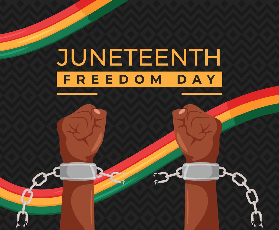 Juneteenth Background With Hands Free From Handcuffs
