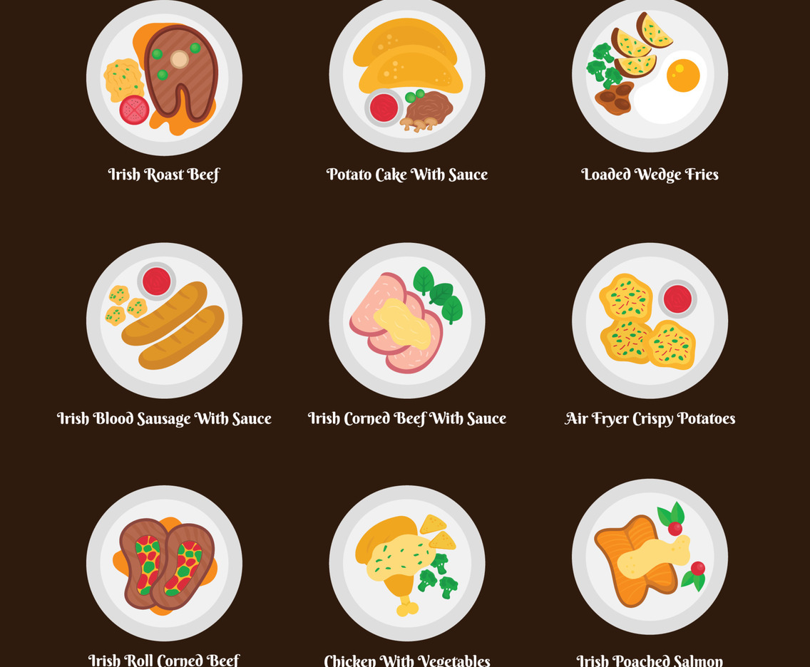 Set Of Culture Irish Food In St. Patricks Day Icons