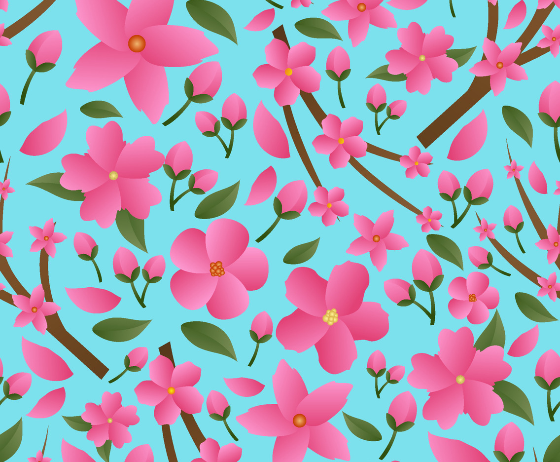 Seamless Pattern of Cherry Blossom Background