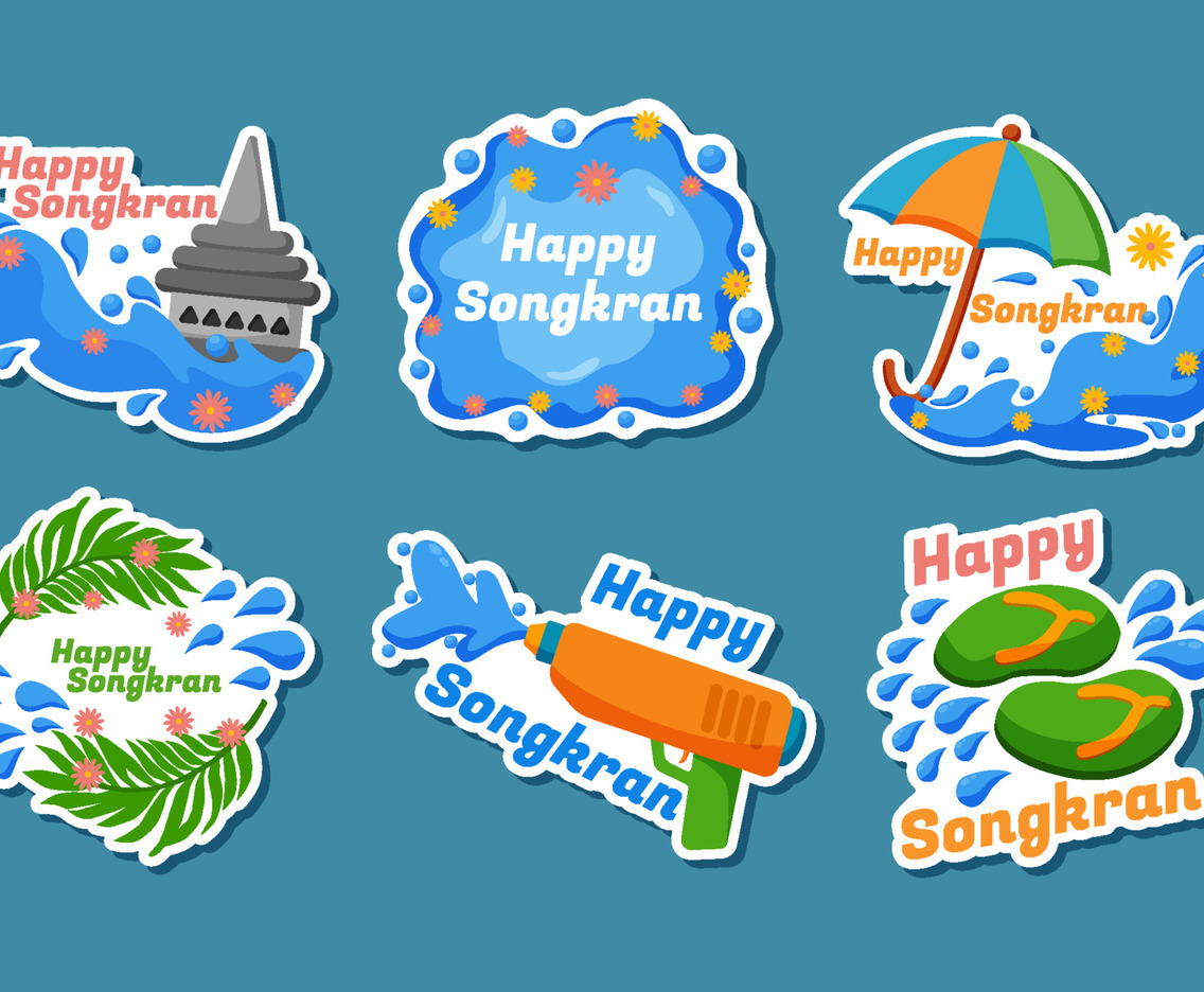 Collection Set of Songkran Festival Sticker