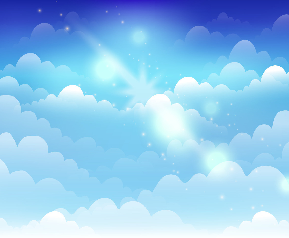 Dreamy Blue Sky with Shinning Glittering Sun Ray