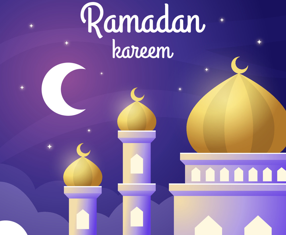 A Beautiful Mosque under the Starlight at Ramadan