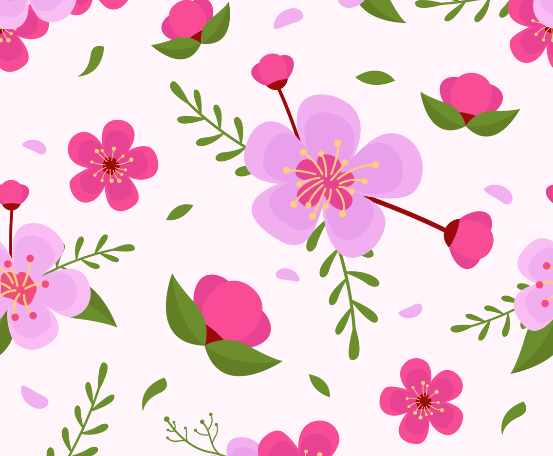 Seamless Pattern Cherry Blossom Background