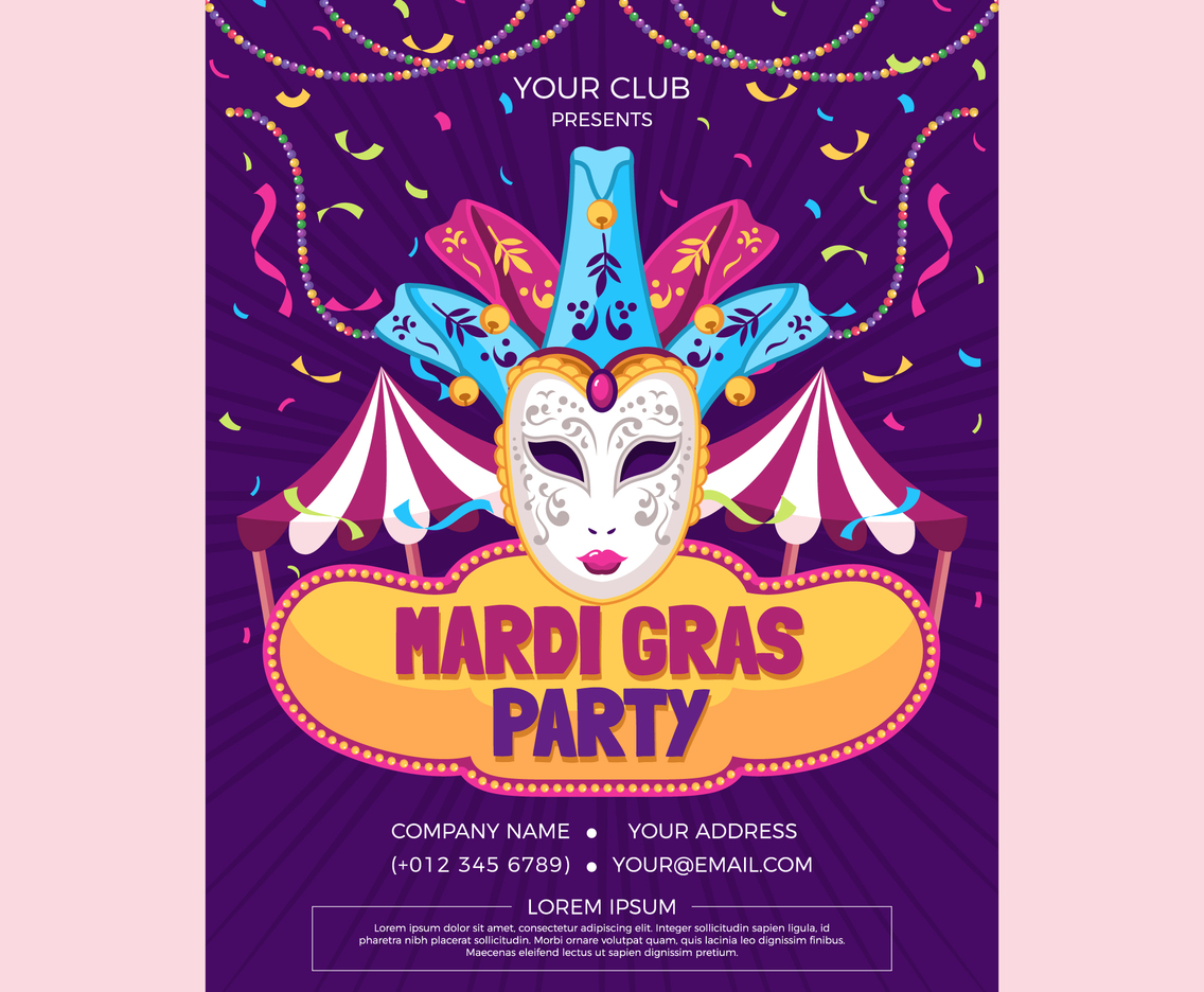 Mardi Gras Party Poster Template