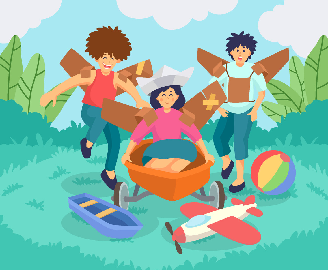 Outdoor Kids Playdates Having Fun with Traditional Toys