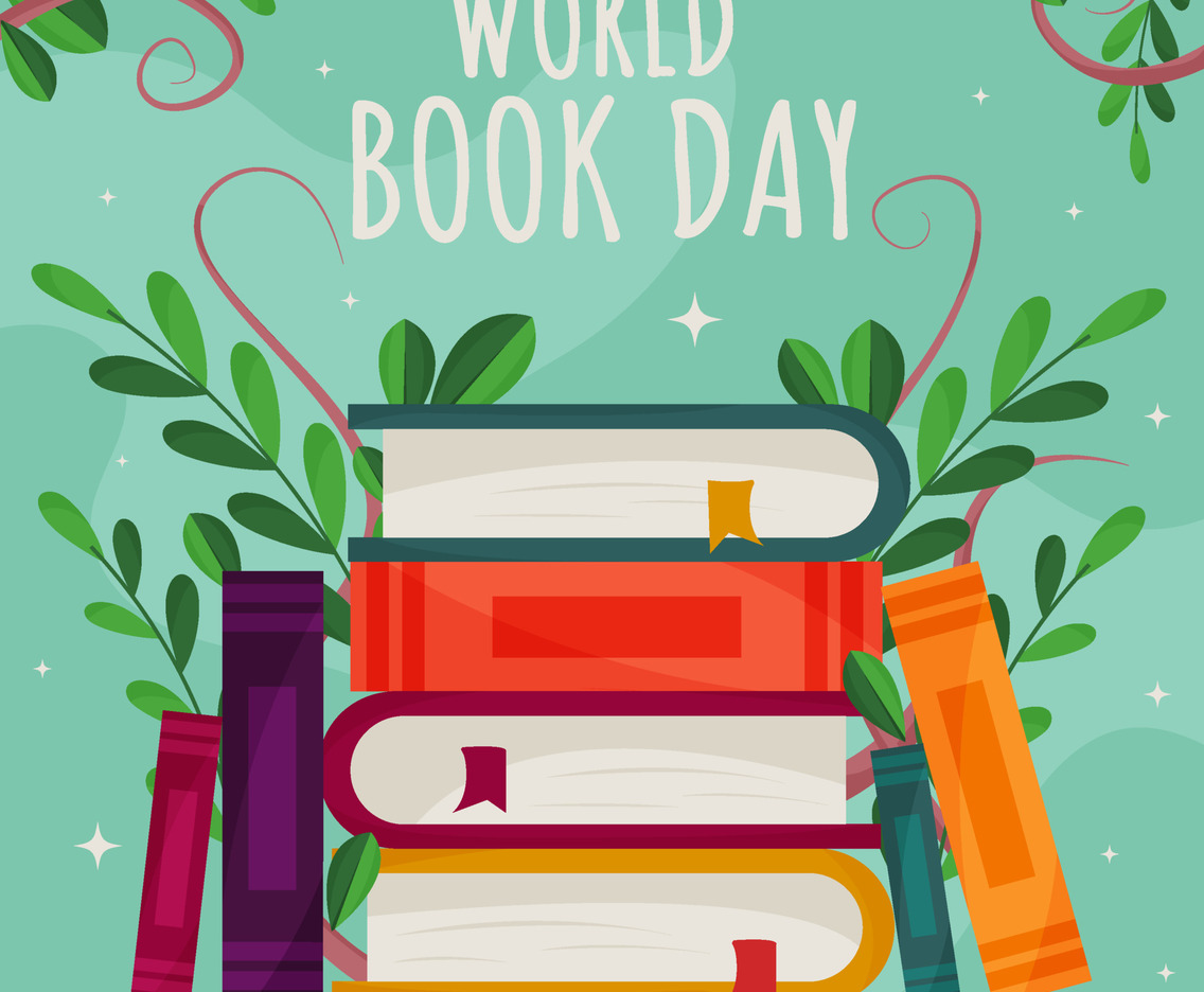 Illustration of World Book Day with Plant