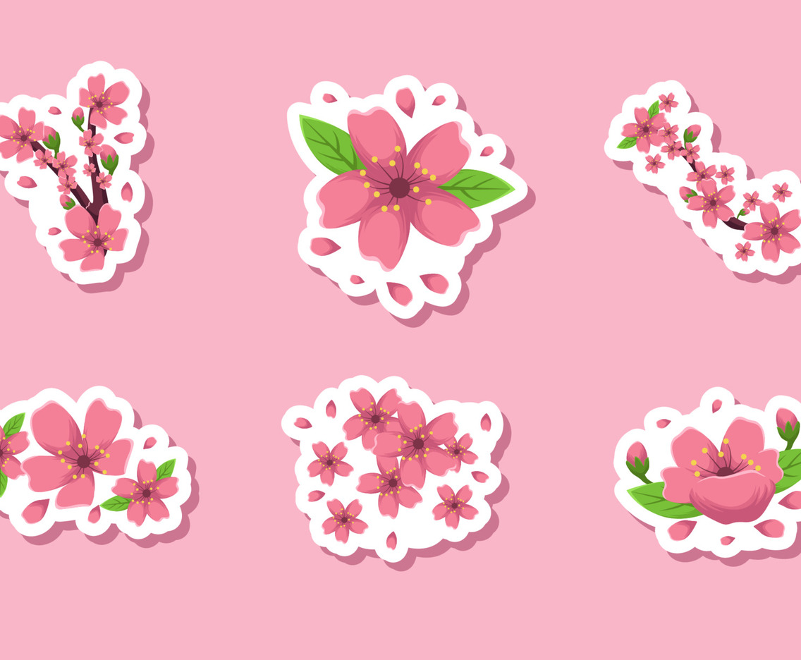 Sticker Cherry Blossom Set Collection