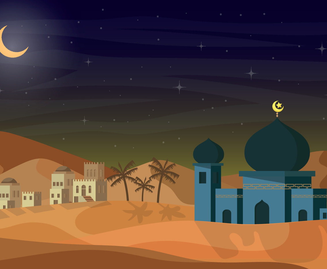 Mosque in the Desert Background