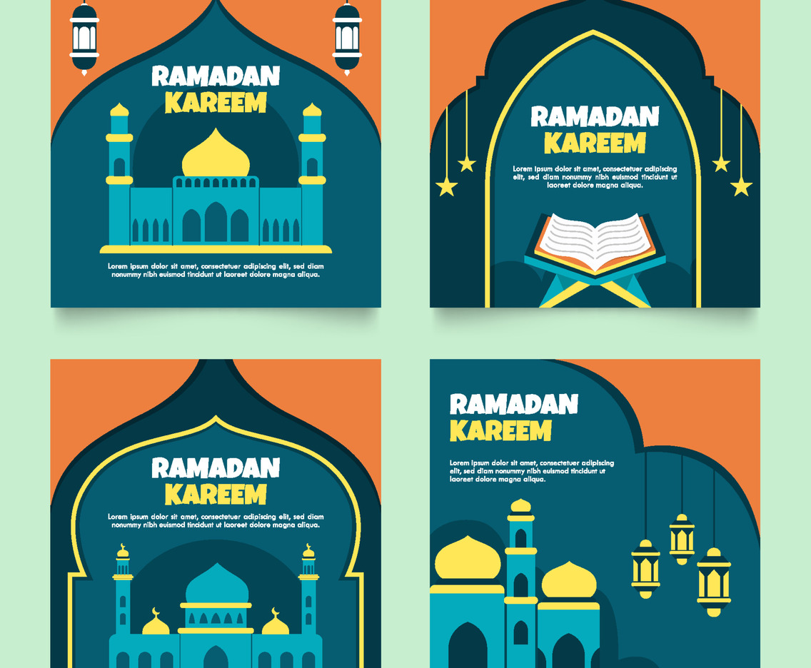 Ramadan Fasting Month Social Media Set