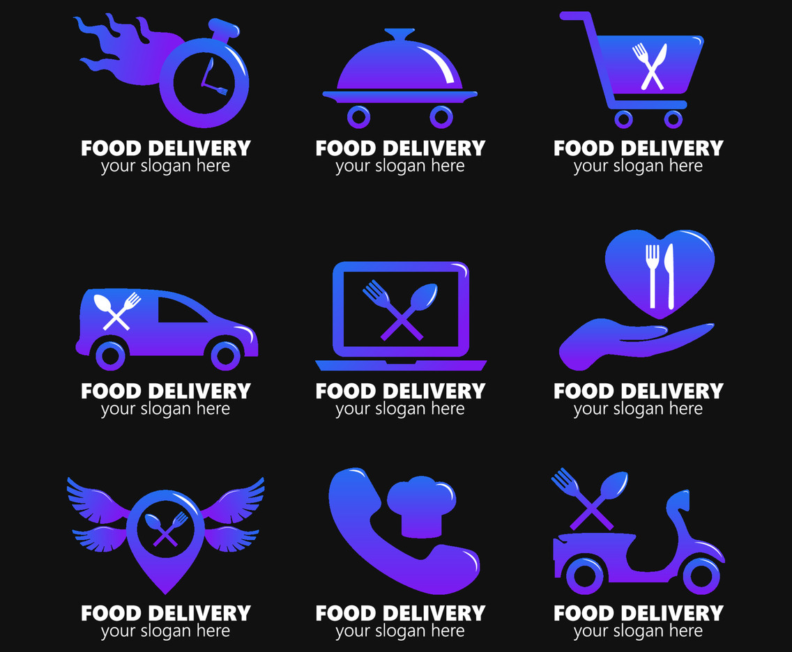 Set of Delivery Food Logo Element