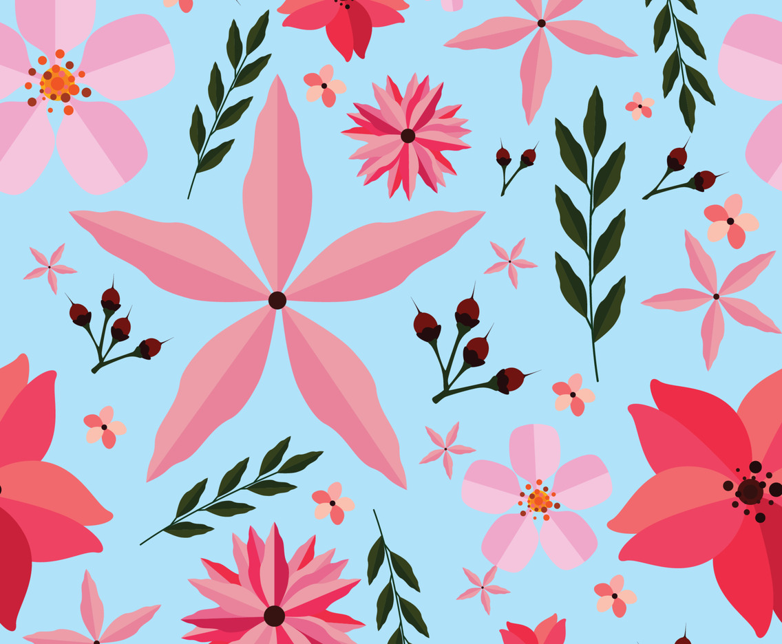 Cherry Blossom Cartoon Seamless Pattern Concept