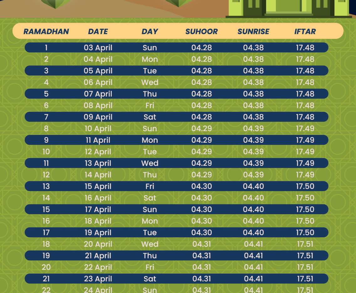Fasting Month Calendar