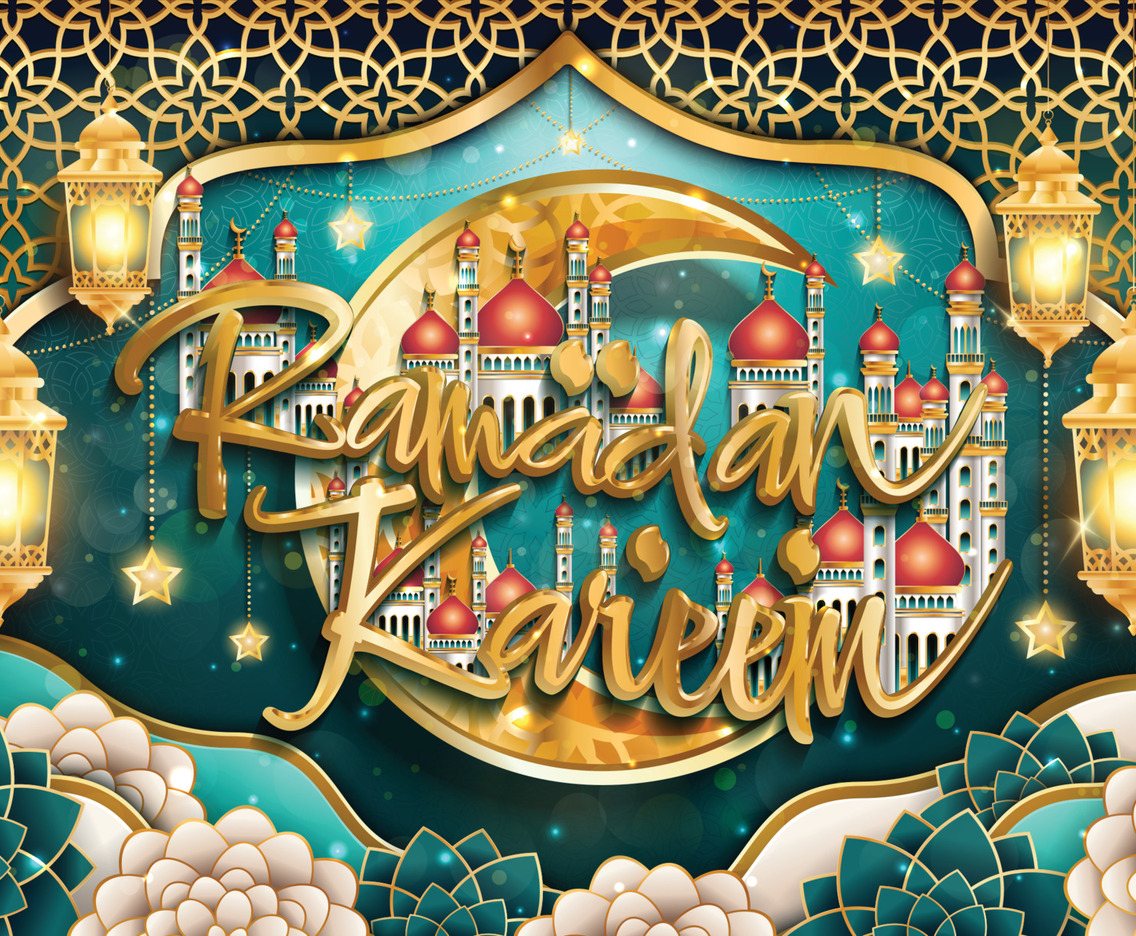 Ramadan Kareem Concept with Typography and Mosque